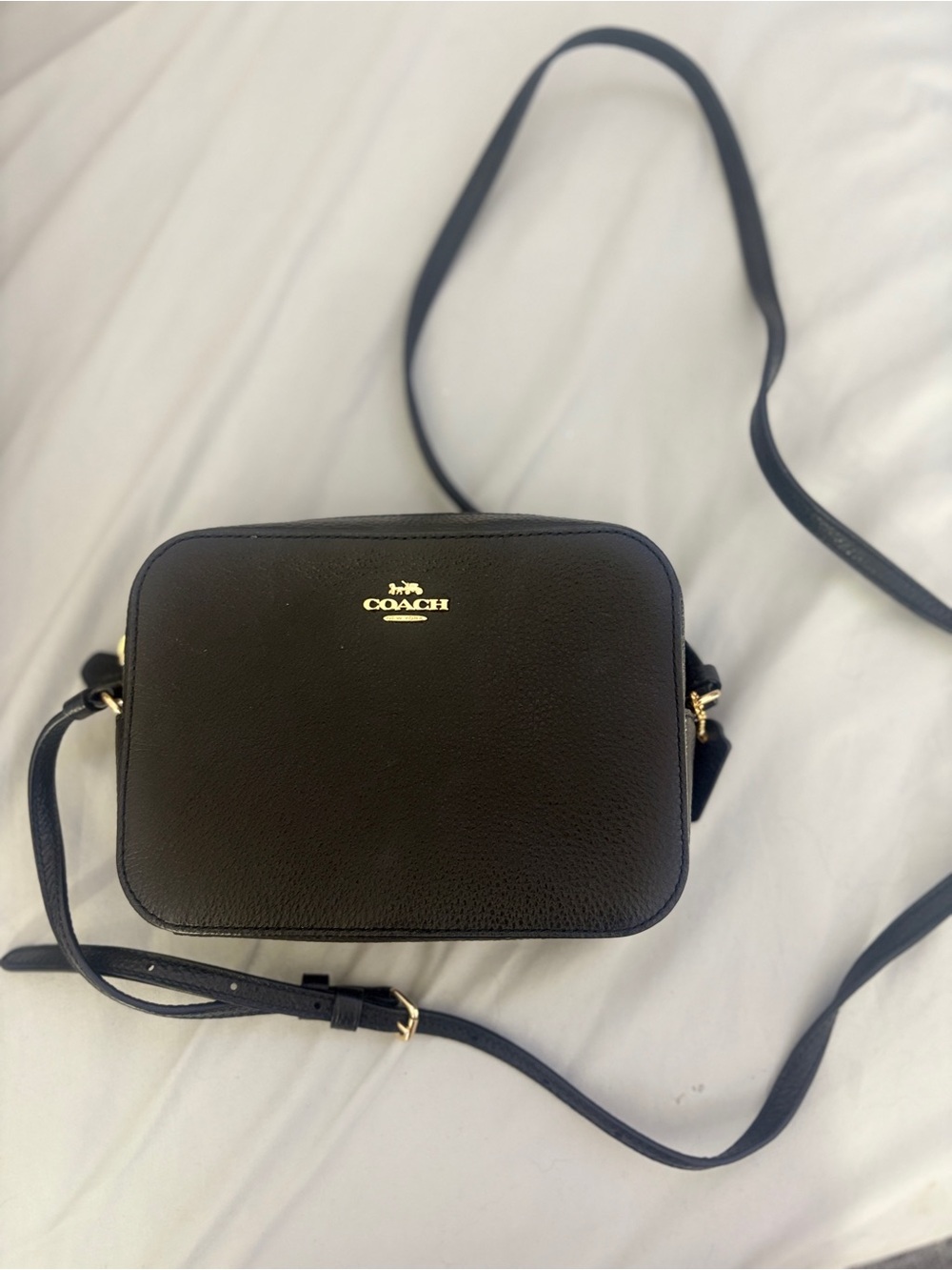 Coach Black Pebble Leather Crossbody with Gold Logo